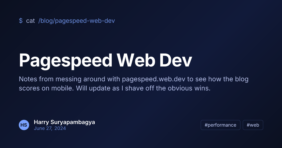 Pagespeed Web Dev — Harry Suryapambagya